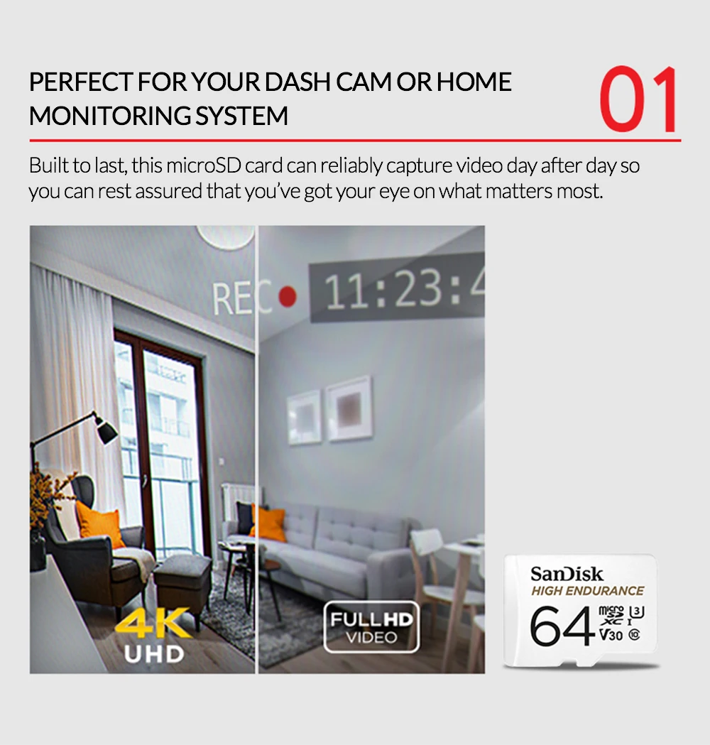 SanDisk MicroSD карта высокая выносливость карта памяти C10 V30 U3 4 K 32 GB 64 GB 128 GB 256 GB TF карты для Dash Cam домашнего видео мониторинга