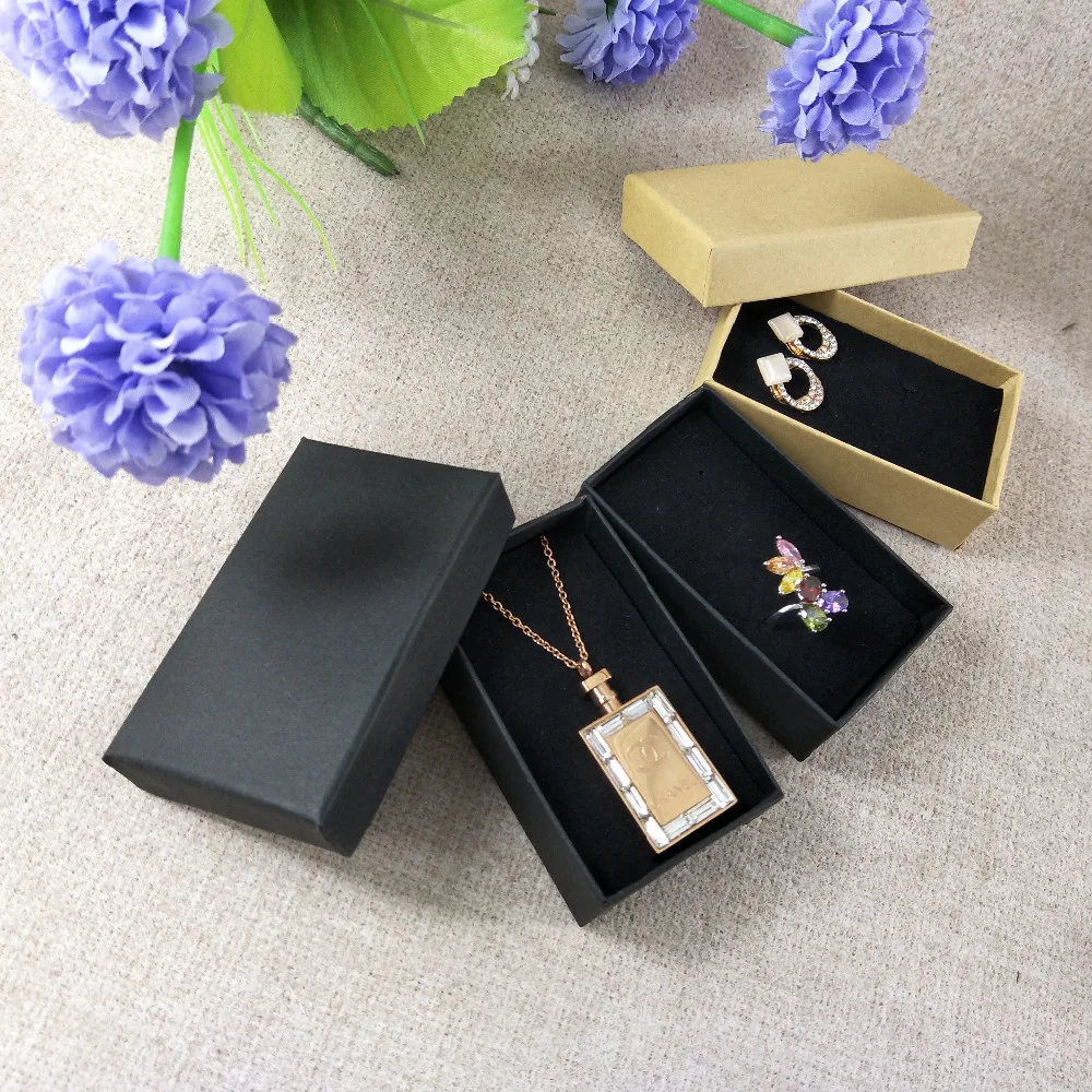 

2017 New 24 pcs/lot Kraft Necklace Jewelry Box 8.2x5CMBlack Gift Boxes Jewelery Accessories Packaging Custom LogoCost More
