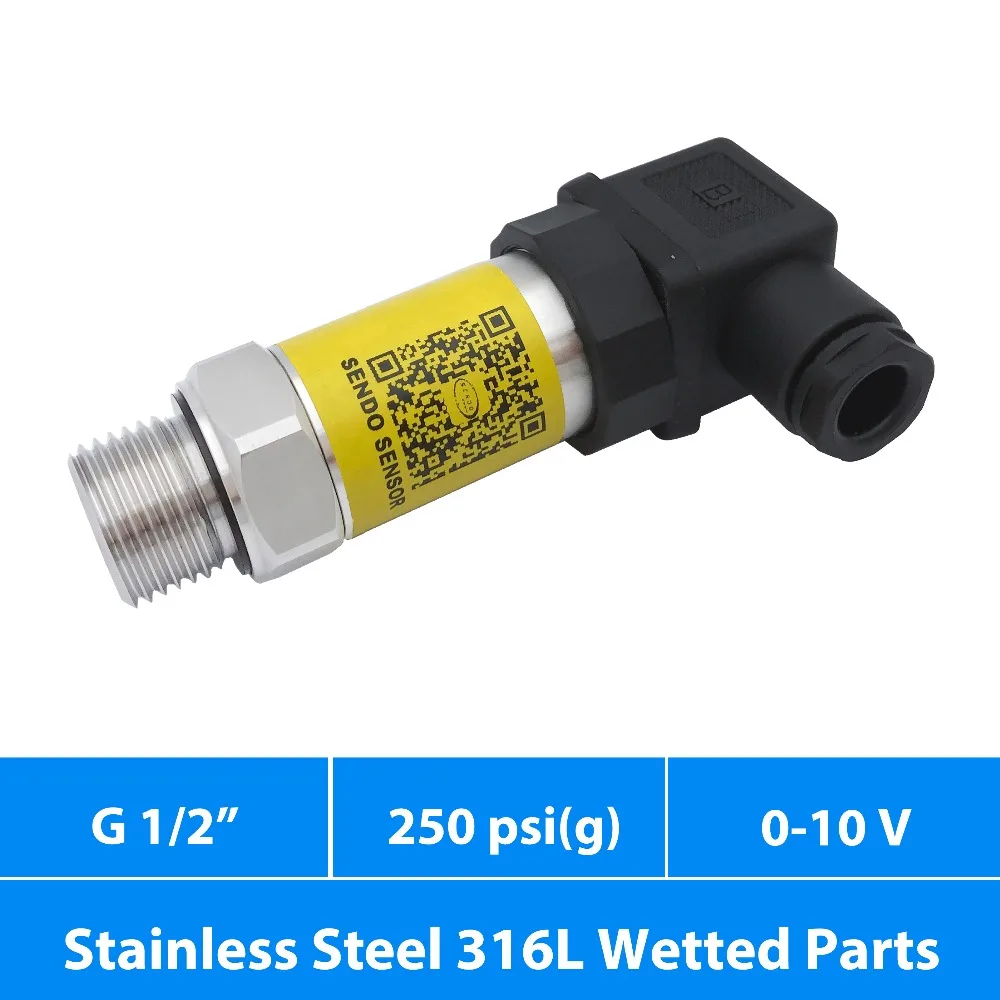 250 psi gauge, hydraulic, pneumatic, pressure sensor transmitter, 0 10