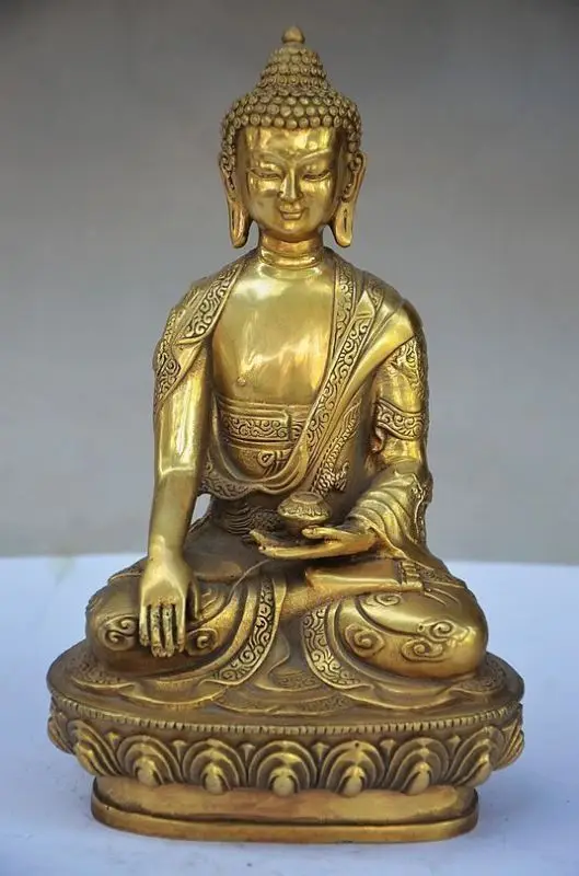 

SUPERB CHINESE BRASS HANDWORK CARVED SHAKYA MUNI BUDDHA STATUE