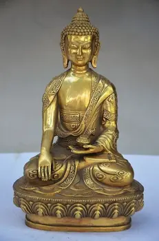 

SUPERB CHINESE BRASS HANDWORK CARVED SHAKYAMUNI BUDDHA STATUE