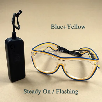 

Amazing EL Wire Novelty Glittery Sunglasses Twin-Linear Neon Led Strip Camouflage Eyewear for Fluorescent Dance Performance