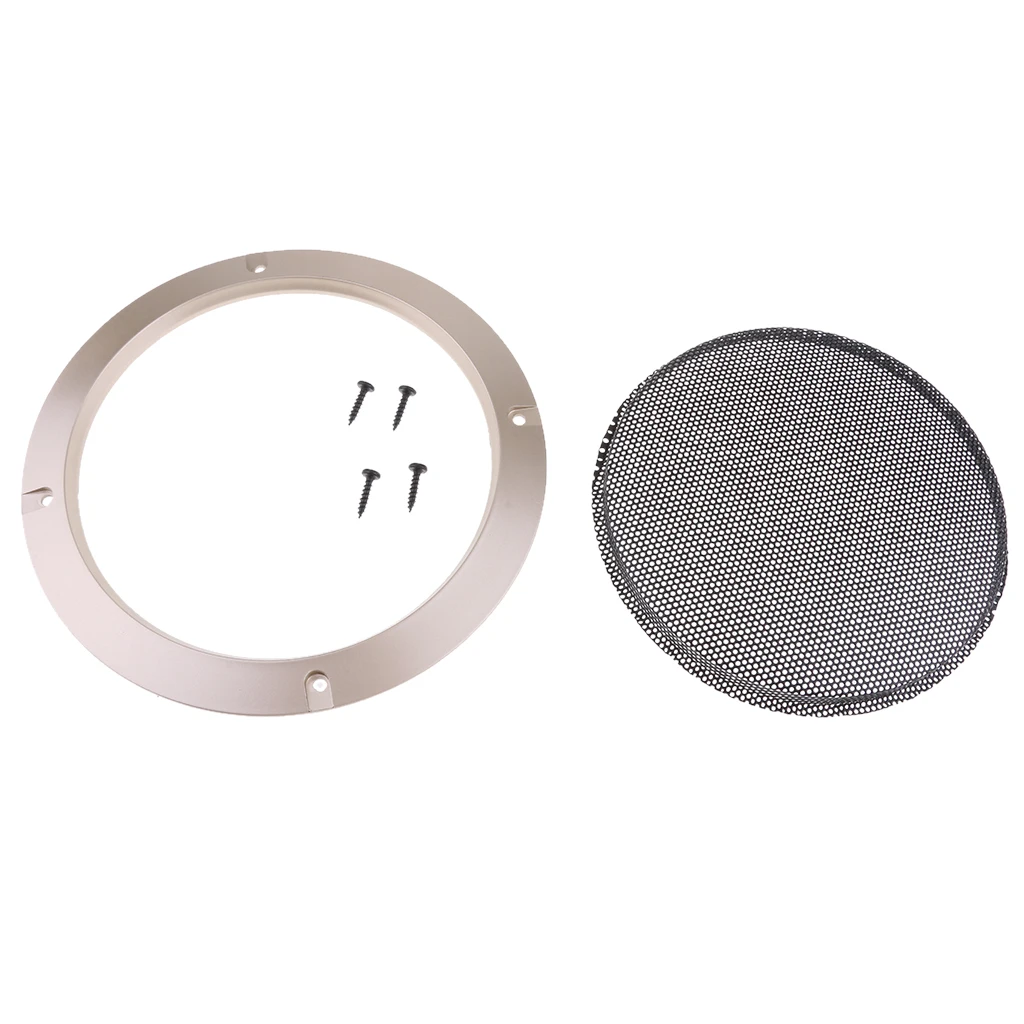 6.5 Inch Speaker Grills Cover Case with 4 pcs Screws for Speaker Mounting Home Audio DIY -184mm Outer Diameter Gold