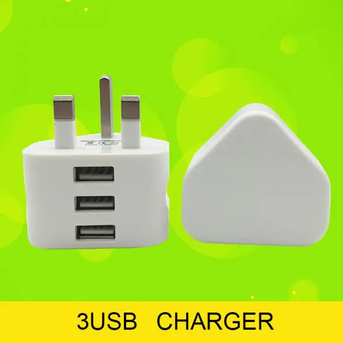 Горячей воды Зарядное устройство 3 Порты USB вилка стандарта Великобритании адаптер 5В 2100MA прочный Портативный для мобильного телефона HY99 NO08