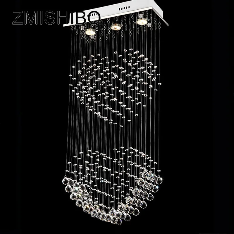 

ZMISHIBO Clear Crystal Ceiling Pendant Lamp 3 LED GU10 Bulbs 110-220V Double Heart Romantic Lighting Fixtures For Dining Room