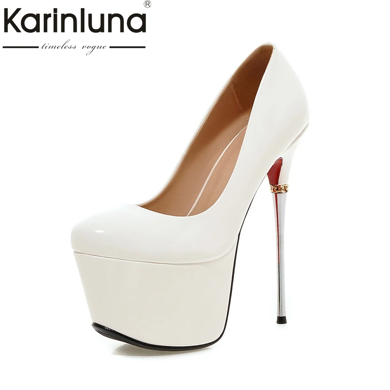 

KarinLuna 2018 Big Size 32-43 Spring Summer Party Shoes Women 7 Colors Sexy 16cm Thin High Heels Fashion Red Pumps Shoes
