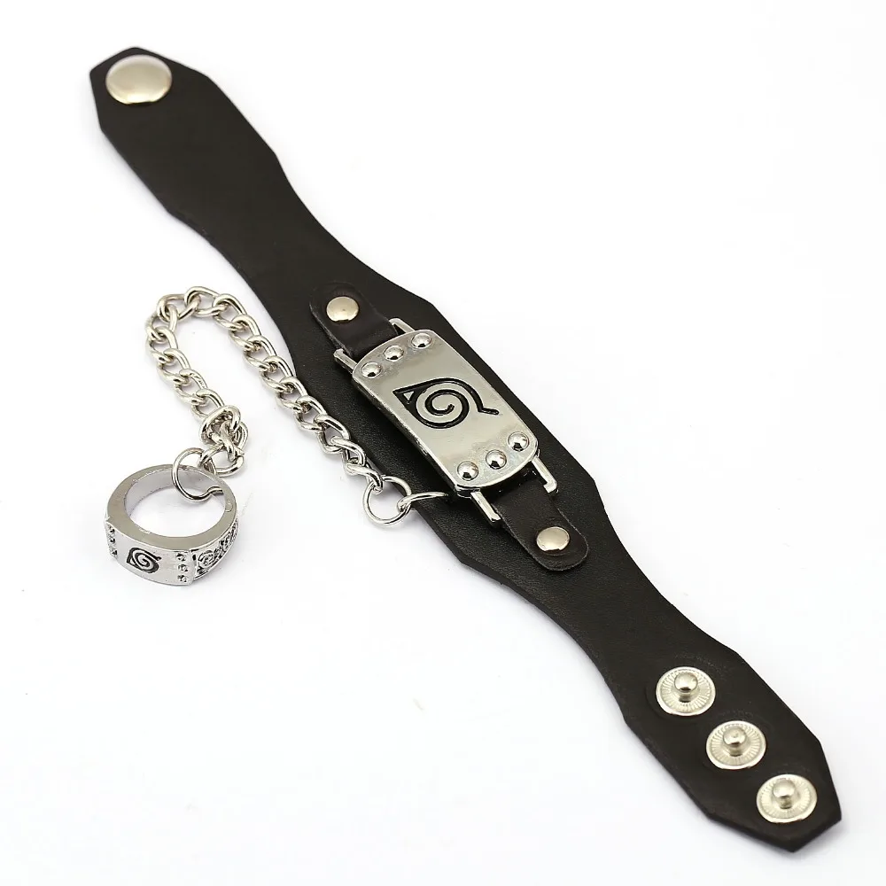 NARUTO Leather Bracelet Anime Link Charm Bracelets Cosplay Punk Bangle