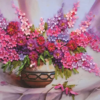 

50X60cm Flowering DIY 3d Cross Stitch Kit Needlework Unfinished Ribbon Embroidery Painting Stitching Craft Gift Wall Painting