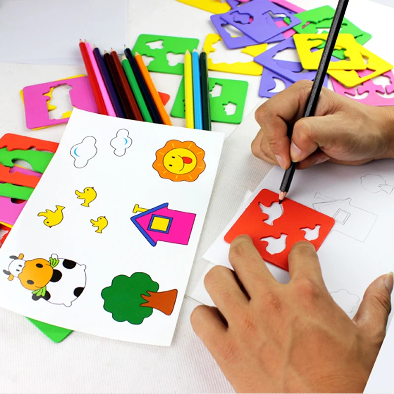 

Hot Sales Montessori Learning Education Drawing Toy Colorful Pen Scale Painting Sets Painting Graphics Template Cartoon Children