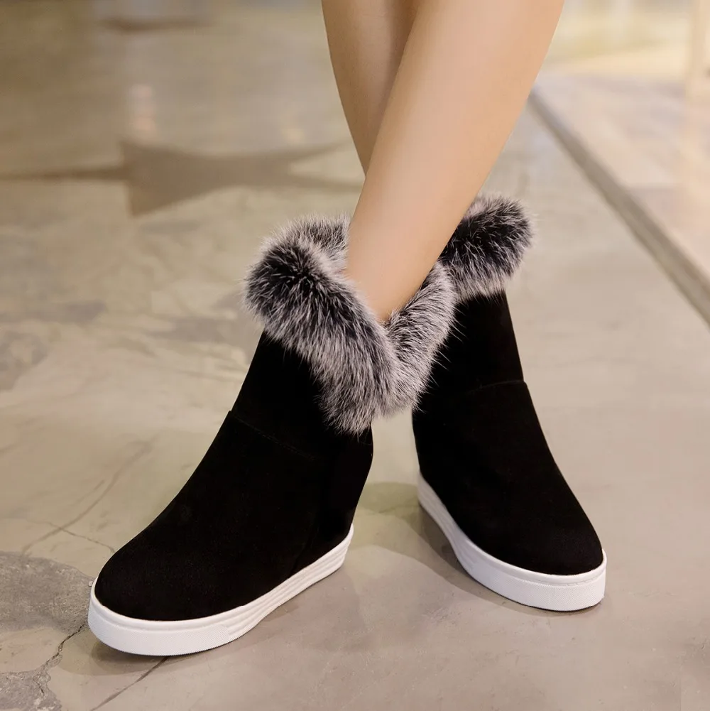 Водонепроницаемые зимние сапоги; женская теплая обувь на платформе и высоком каблуке; коллекция года; Цвет черный, серый; женские зимние сапоги на натуральном меху; большие размеры 43; g419