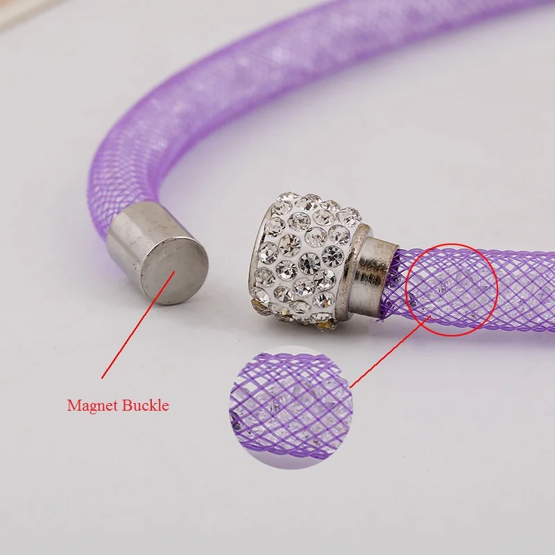 LZHLQ магнит сетка кристалл акриловый чокер ожерелье для женщин 3 цвета ожерелья из сплава цинка Подвески трендовые колье