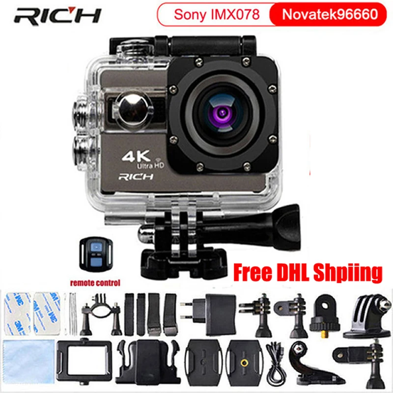 

5pcs Free DHL Action Camera F68 F68R HD 4K Wifi 170 lens Voice Alert Novatek 96660 Diving Waterproof Camcorders Sport Camera