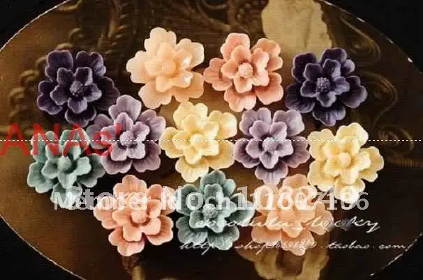

100pcs/lot 27mm lovely Europe Flat back resin flower,resin cabochon,vintage plastic for DIY wholesales free shipping to world