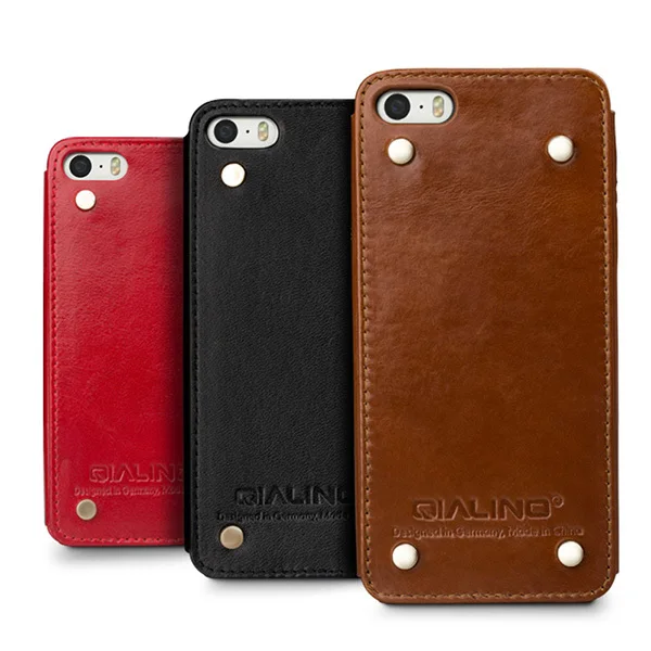 

For iphone 5& 5s case QIALINO Genuine Leather Case Stylish slim leather back case for apple iphone 5 5s mobile phone case