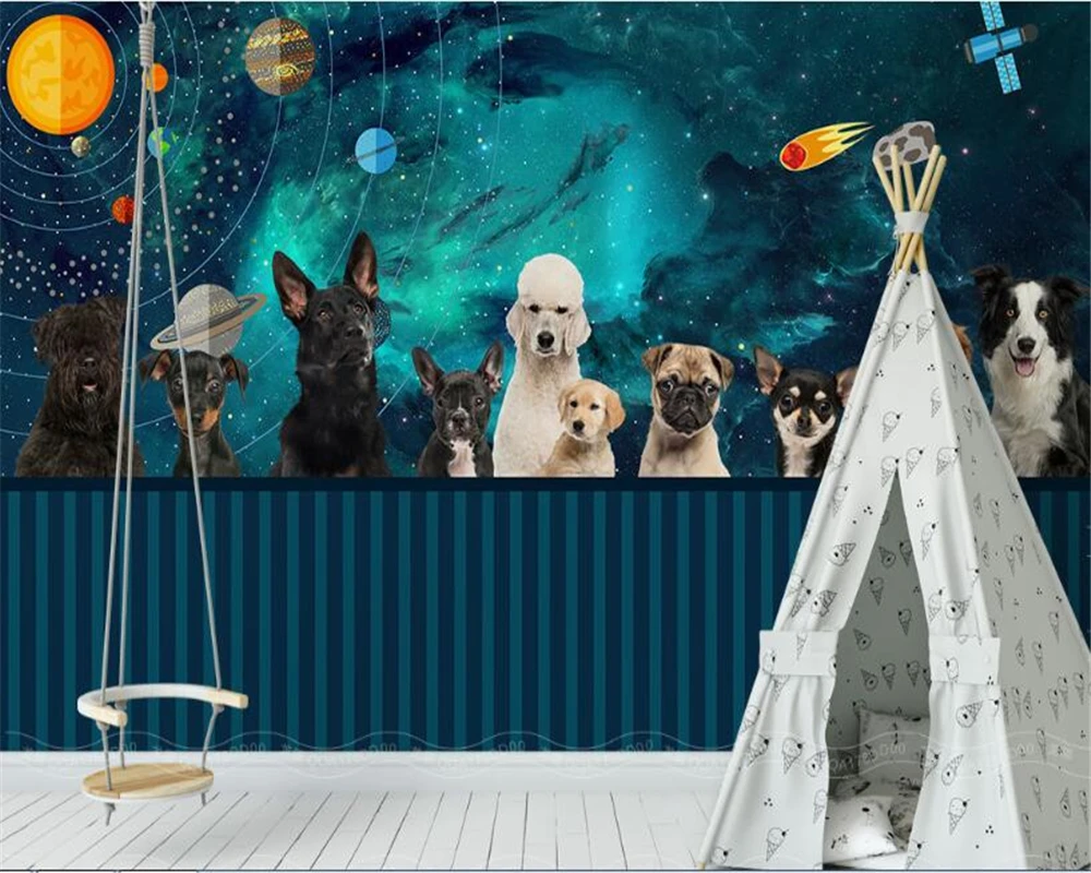 beibehang Wallpaper home decor cosmic puppy pet wallpaper bedroom landscape  oil painting wallpaper for kids room behavior behang|Wallpapers| -  AliExpress