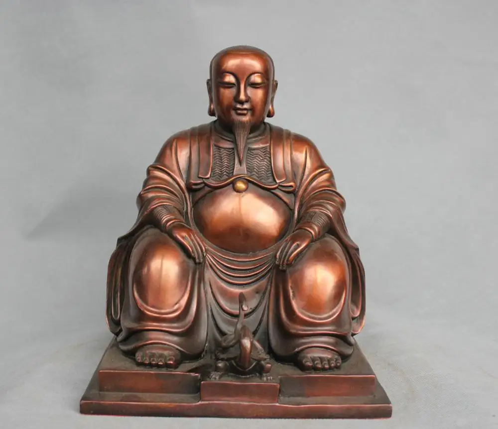 

10" China Taoism God "Xuan Wu Da Di" Snake Turtle Protector Bronze Statue