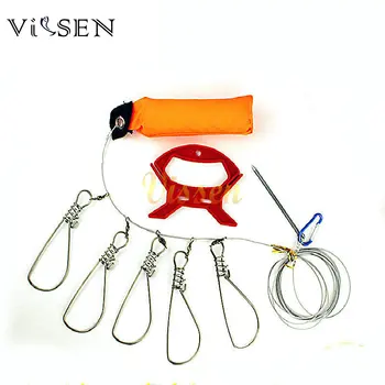 

Cerradura de pescado Fish Lock Live Fish Buckle Pesca Fishing Tackle Tool Chain Stringer with Float