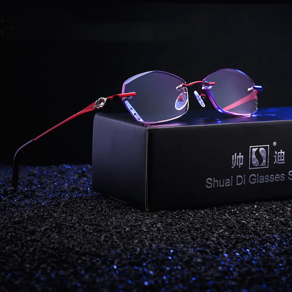 

Glexal Women Rimless Reading Glasses Magnifier Magnifying Anti-Blu-Ray Computer Glasses Presbyopia Glasses+1.0 to +4.0