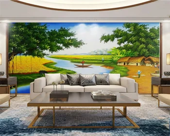 

beibehang Modern wallpaperhand-painted oil paintinglandscape landscape European-style living room decorative mural papel mural