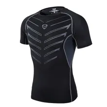 2016 New Fitness Compression Shirt Men Bodybuilding short Sleeve T Shirt Crossfit Tops