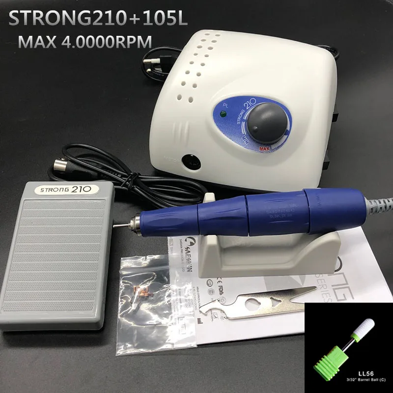 Authent Strong 210 65 Вт 40000 об/мин Электрический сверлильный станок для ногтей 105л 2 35 мм