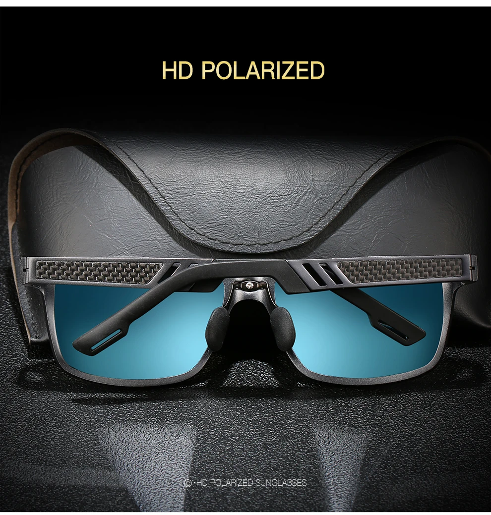 Мужские поляризованные солнцезащитные очки все алюминиевые магниевые квадратные титановое волокно солнцезащитные очки красочная пленка серии Зеркало для вождения Рыбалка m