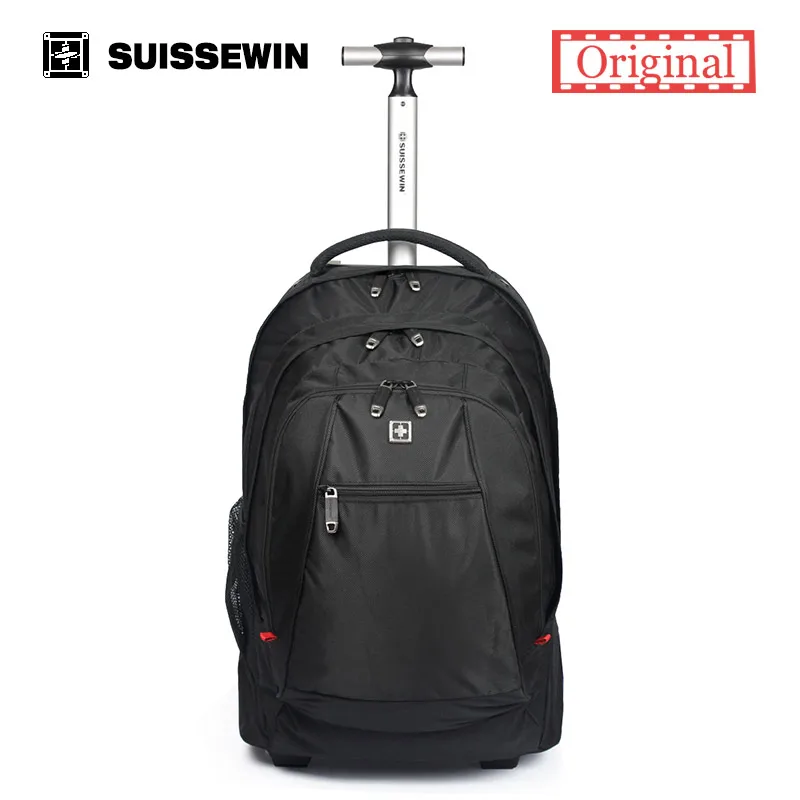 Hot Sale Swiss Gear Wheeled Backpack Black men s Trolley Travel Bag Light Carry on luggage