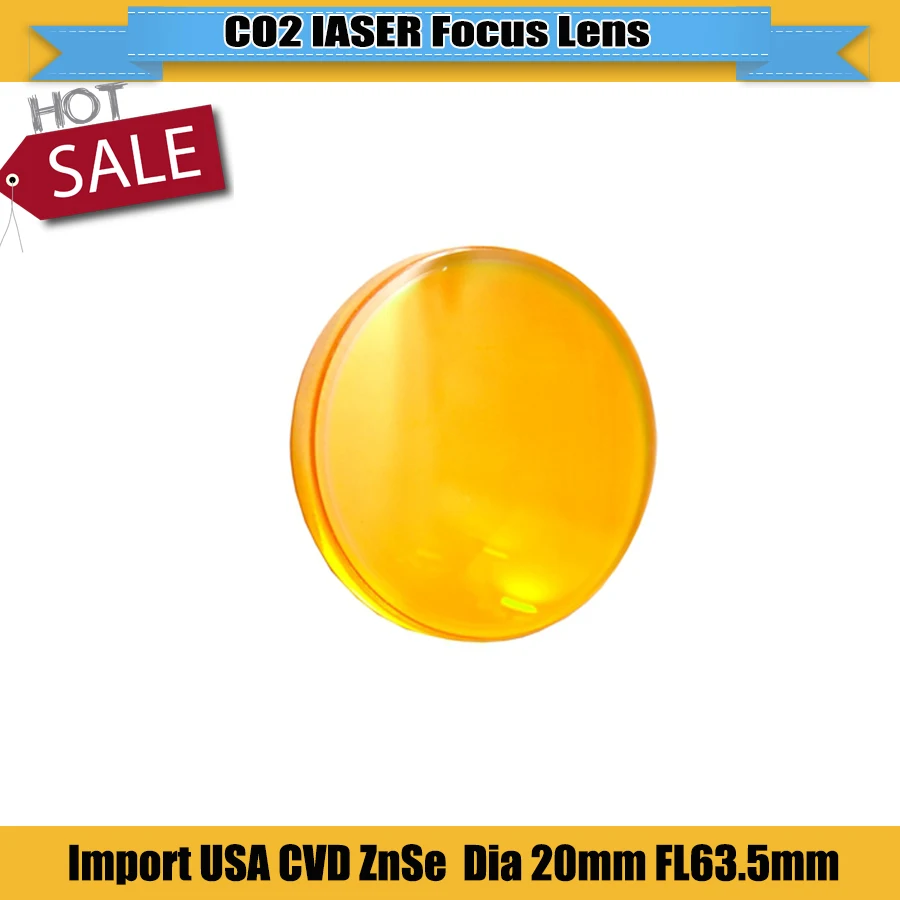 

1Pcs USA ZnSe Dia 20mm Length 63.5mm High Quality Laser Lens Co2 Laser Focus Lens for card laser engraver cutting machine