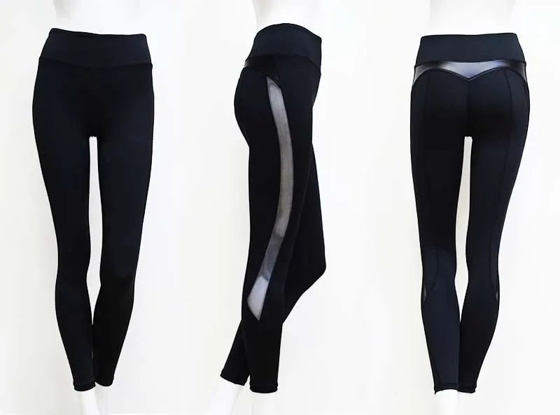 Женские спортивные штаны для бега, Зимние новые черные леггинсы для спортзала, имитация кожи, длинные штаны, спортивные Леггинсы, штаны для фитнеса
