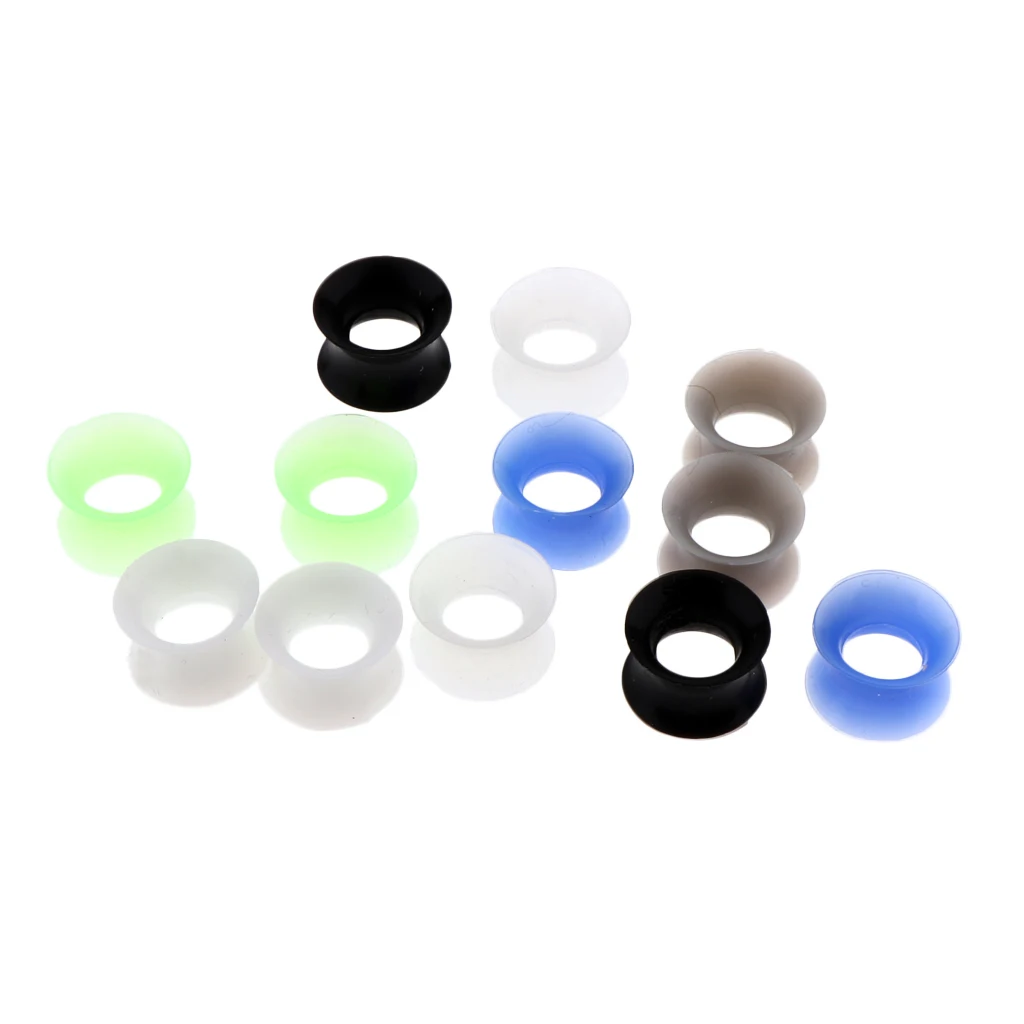 MagiDeal 12Pcs Silicone Double Flared Plugs Ear Gauges Stretching Expander 8mm -20mm