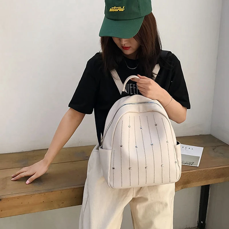

Fashion Women'S Backpack Small Stars Pattern Soft Multi-Function Small Backpack