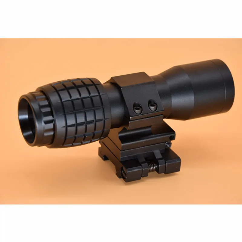 

Tactical Airsoft 4X Magnifier Magnifying Focus Adjusted With Flip Up Mount Scope For Hunting