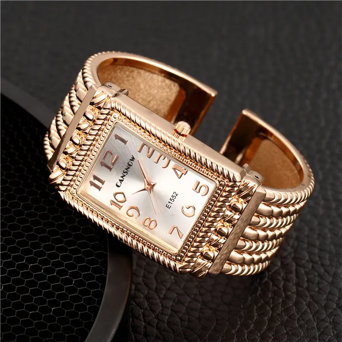 Дизайн женские часы Роскошные модные часы с браслетом из розового золота Женские прямоугольное платье часы Zegarek Damski - Цвет: Rose Gold