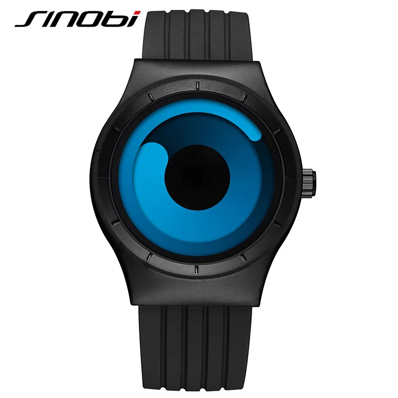 SINOBI модные часы мужские синий силиконовый кварцевый ремешок наручные часы Relogio Masculino лучший бренд Креативные мужские спортивные часы - Цвет: Синий