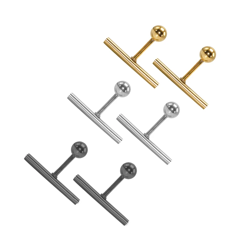 

1 Pair Stainless Steel Simple Ear Piercing Bars Stud Earrings Screw-fit Back Brincos Women Men Earings Fashion Jewelry