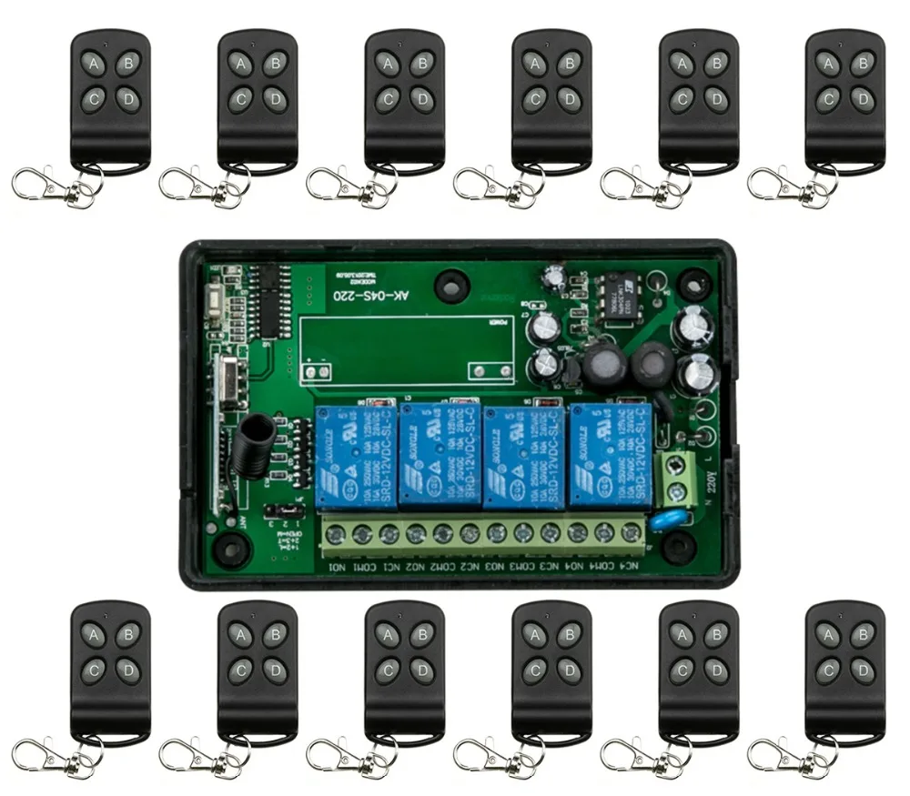 

85v~250V 110V 220V 230V 4CH RF Wireless Remote Control Relay Switch Security System Garage Doors & Rolling Gate Electric Doors