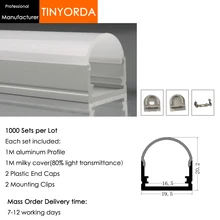 Tinyorda 1000 шт.(длина 1 м) светодиодный профиль Alu светодиодный профиль канала для 16 мм Светодиодные полосы света 1 м светодиодный профиль Alu профильный кабельный канал