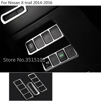 

car style cover Stainless steel front head light switch trim frame lamp 3pcs For Nissan X-trail xtrail T32/Rogue 2014 2015 2016
