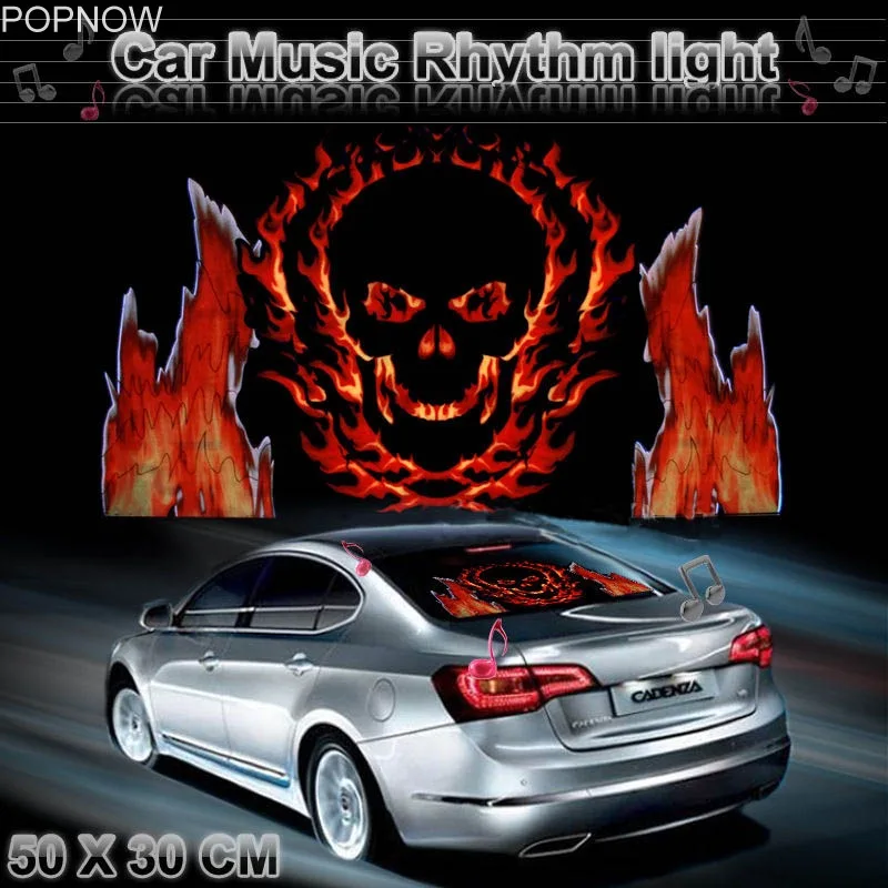 50x30cm Car Sticker Sound Music Activated EL Equalizer Glow Flash Color Light Car Styling Internal Music