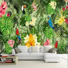 Hand-painted tropical plants cartoon background wall custom large wallpaper murals 3D photo wall manufacturers wholesale Hand-painted tropical plants cartoon background wall custom large wallpaper murals 3D photo wall manufacturers wholesale