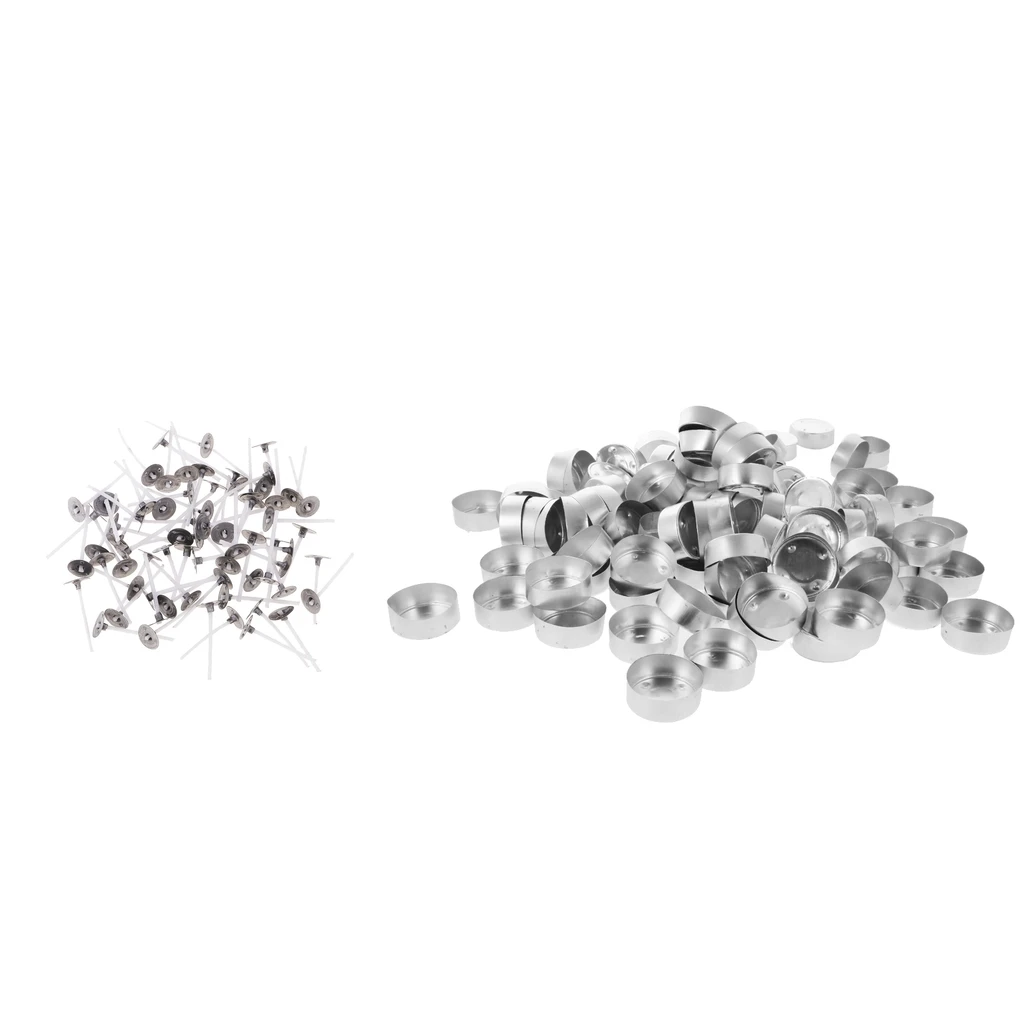 200pcs Tea Light Aluminum Empty Candle Cup Containers & Natural Candle Wicks