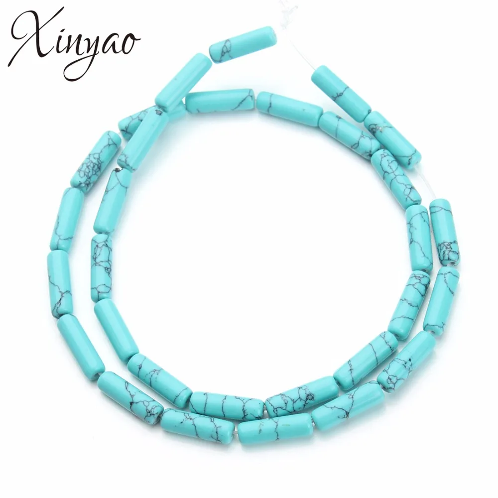 

XINYAO Natural Stone Blue Beads 4.5*13mm Long Tube Loose Spacer Beads For Bracelet Necklace Jewelry Making F2355