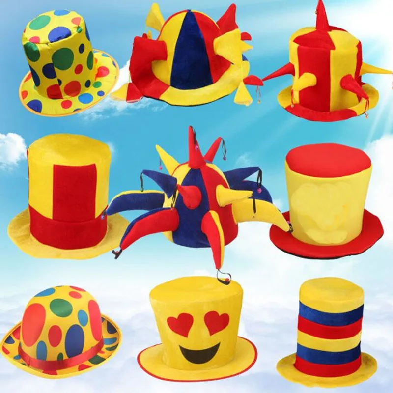 

New Clown Hat Adults Cosplay Circus Clown Party Hats Caps Dress Up Props Carnival Masquerade Party Supplies