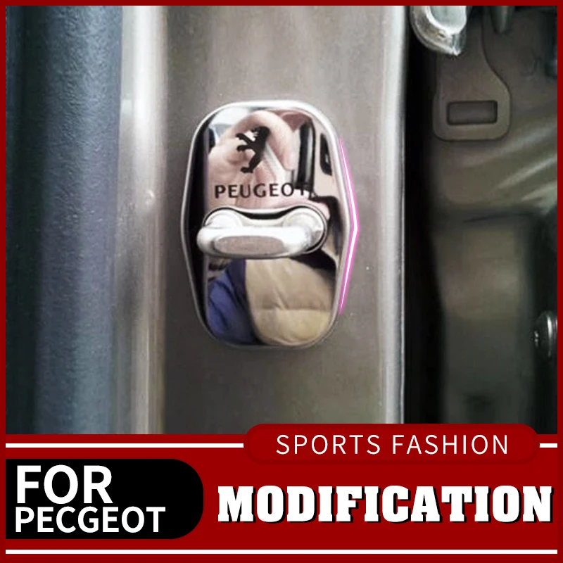 

Modification Door Lock Covers Caps Protective Case Car Accessories Stainless Steel For PEUGEOT408 308 2008 301 3008 508