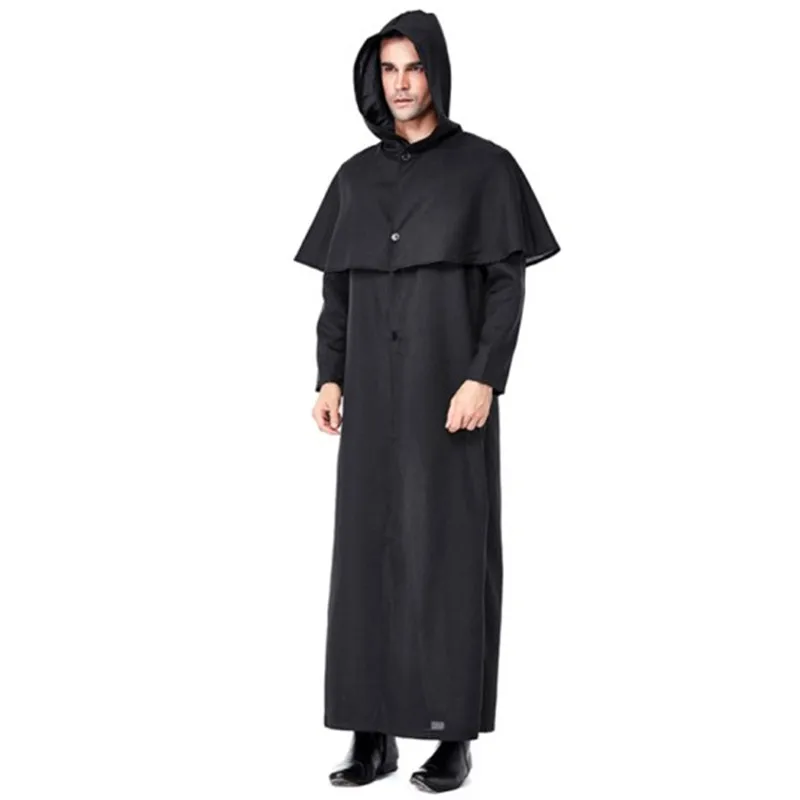 Black Men Halloween Azrael Death Scary Costumes Priest pastor minister Cosplay Carnival Purim Masquerade Nightclub party dress