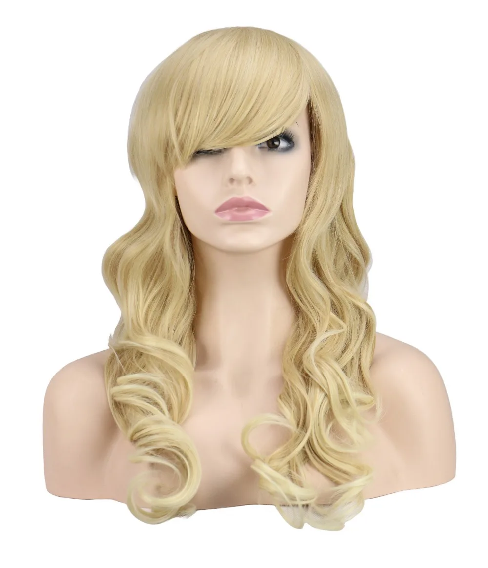 

Women Sexy Long Curly Cosplay Wig Party Costume Heat Resistant Synthetic Hair Ladies Blonde Wigs Female Peruca Pelucas