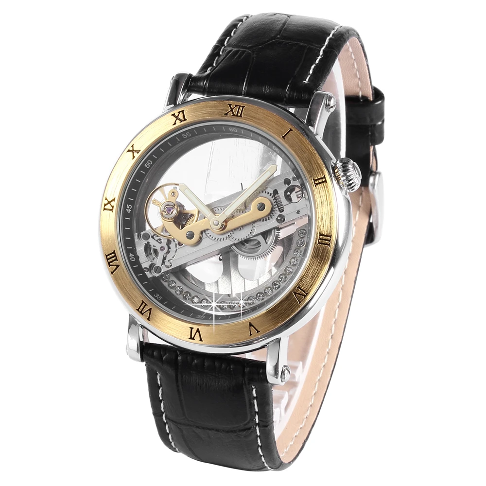 font b JARAGAR b font Male Clock Unique Design Transparent Case Reloj Hombre Skeletonized Mechanism
