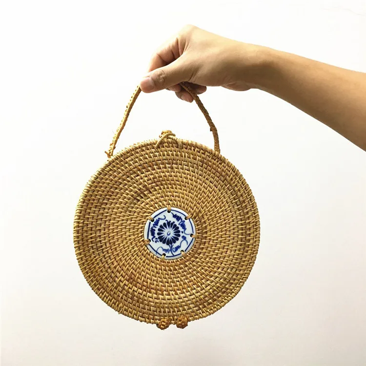 2018 Round Straw Bags DIY Women Summer Rattan Bag Handmade Woven Beach Cross Body Bag Circle Bohemia Handbag Bali Dropshipping (3)