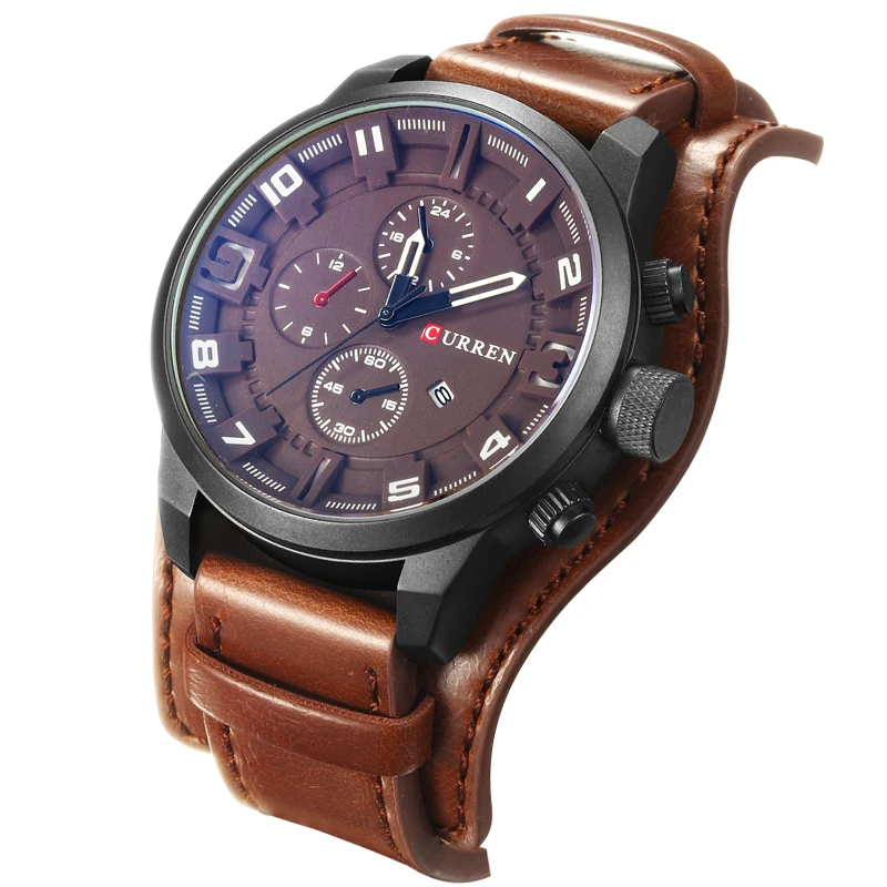 Часы Curren Мужские спортивные повседневные кварцевые с кожаным ремешком|clock brand|clocks