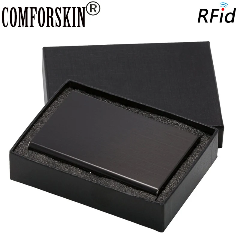 

2015 Stainless Steel RFID Blocking Slim Wallets With Gift Box Metal Business Card Case Holder against RFID Scanning Criminals